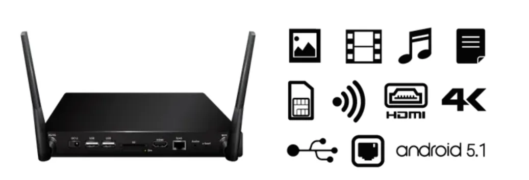 อุปกรณ์ Digital Signage Player Device เชื่อมต่อผ่านเครือข่ายสำหรับแสดงผลสื่อโฆษณา