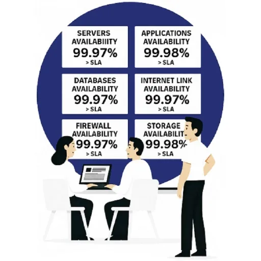 การันตีคุณภาพบริการด้วย SLA และค่า Uptime ระบบสูง