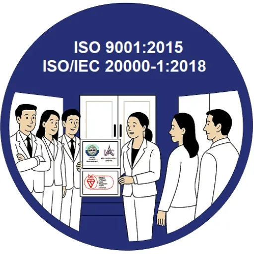 ทีมงานบริการไอทีมาตรฐานสากล ISO 9001 และ ISO/IEC 20000
